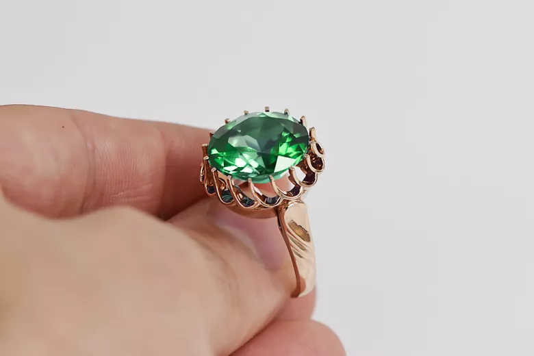 Emerald Original Vintage 14K Rose Gold Ring Vintage craft vrc035r